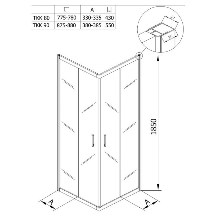Душевой уголок Kolpa San Eco Quat TKK 90x90
