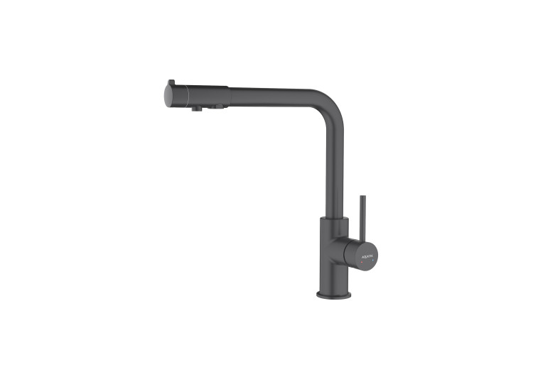 Смеситель для кухни с подключением к фильтру питьевой воды Aquatek, матовый черный AQ1386MB ЕВРОПА