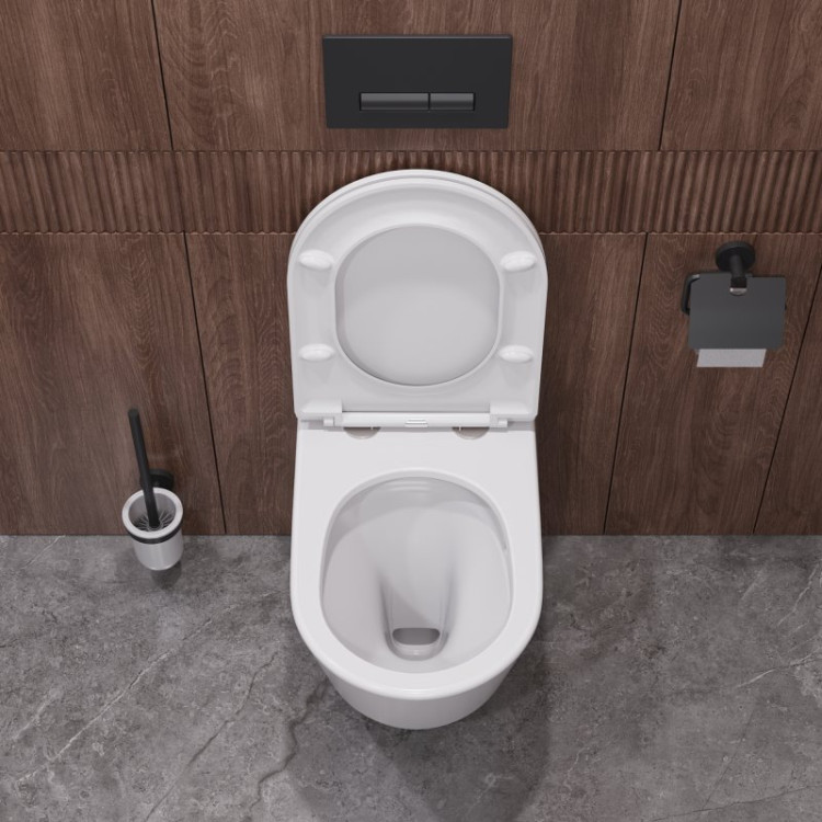 Унитаз подвесной безободковый со смывом Торнадо с сиденьем дюропласт soft close, 53 см Cezares CZR-3808-53-TH-TOR/SC