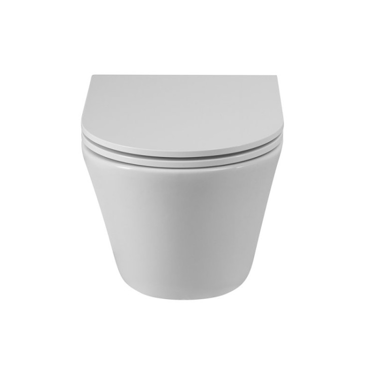 Унитаз подвесной безободковый со смывом Торнадо с сиденьем дюропласт soft close, 53 см Cezares CZR-3808-53-TH-TOR/SC