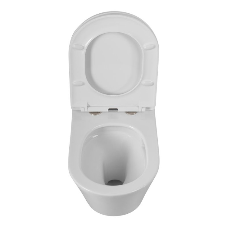 Унитаз подвесной безободковый со смывом Торнадо с сиденьем дюропласт soft close, 53 см Cezares CZR-3808-53-TH-TOR/SC