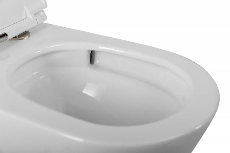 Унитаз подвесной безободковый со смывом Торнадо с сиденьем дюропласт soft close, 53 см Cezares CZR-3808-53-TH-TOR/SC