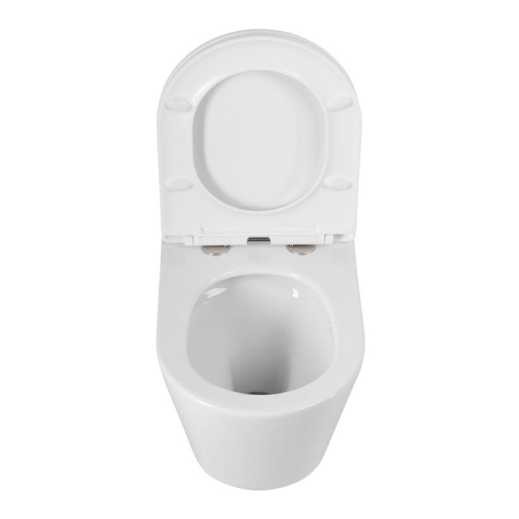 Унитаз подвесной безободковый со смывом Торнадо с сиденьем дюропласт soft close, 53 см Cezares CZR-3808-53-TH-TOR/SC