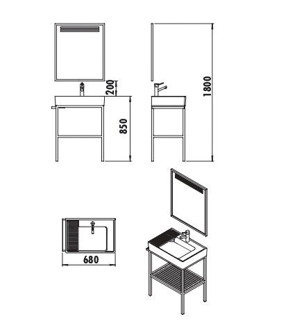 ARYA Зеркало AR065-A.SS ЧЕРНОЕ