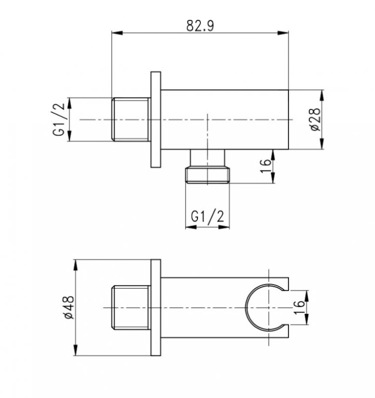 Штуцер с держателем ручного душа Cezares CZR-AI12-01