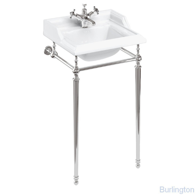 Классическая раковина на 1 или 3 отверстия с хромированным подстольем [B20 + T52 CHR]