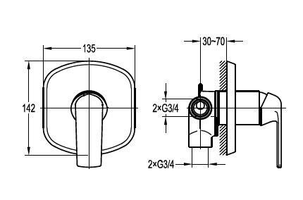 Встраиваемый 4-х позиционный переключатель Cezares GLOBO-F-DEV4-01