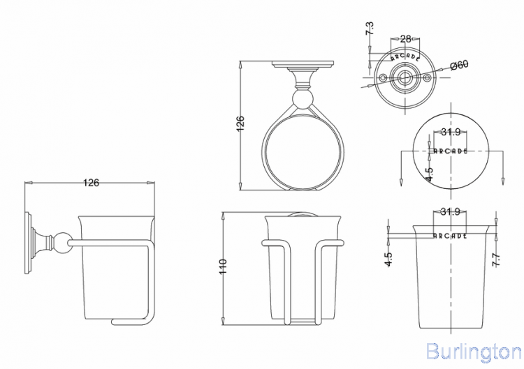 Стакан керамический, ХРОМ [ARCA2 CHR]