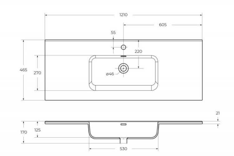 Керамическая раковина 1210x460x170 мм BelBagno BB-8099-120