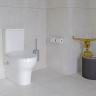Комплект напольного унитаза Zentrum Back to Wall, тонкое сиденье микролифт, с функцией биде и встроенным смесителем