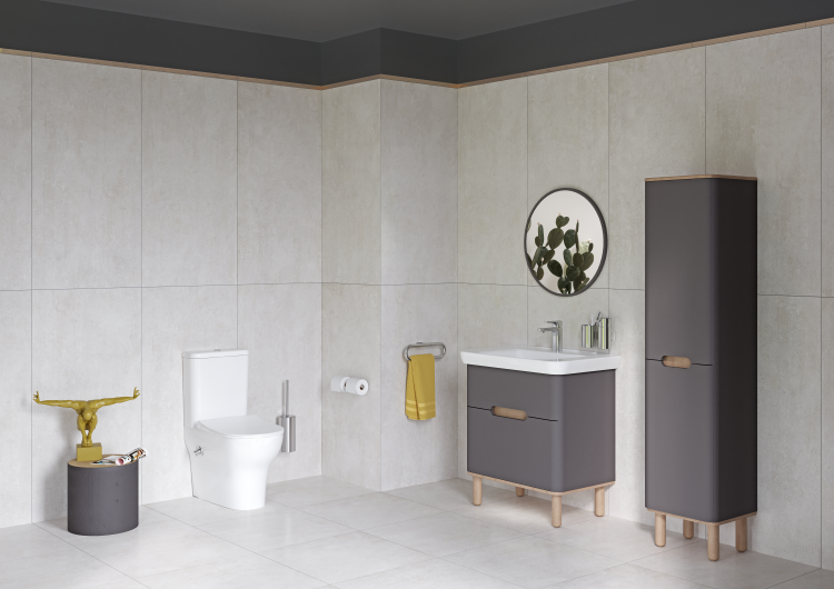 Комплект напольного унитаза Zentrum Back to Wall, тонкое сиденье микролифт, с функцией биде и встроенным смесителем