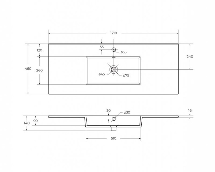 Столешница из керамогранита Cezares KEP-100-MNO