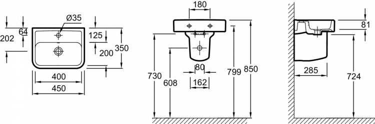Умывальник 45 см Jacob Delafon REPLAYE4493-00