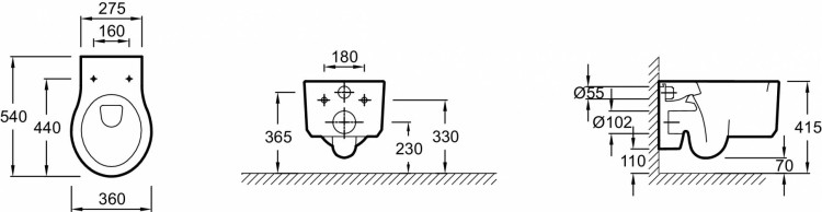 Подвесной унитаз 54 x 36 см Jacob Delafon VIRAGIO E4773-00