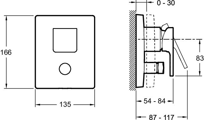 Встраиваемый смеситель с переключателем на 2 выхода, лицевая панель Strayt Jacob Delafon STRAYT E98633-CP