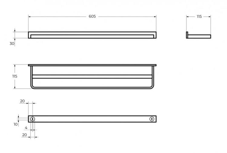 Двойной полотенцедержатель, 608х113 Cezares CZR-F-8911