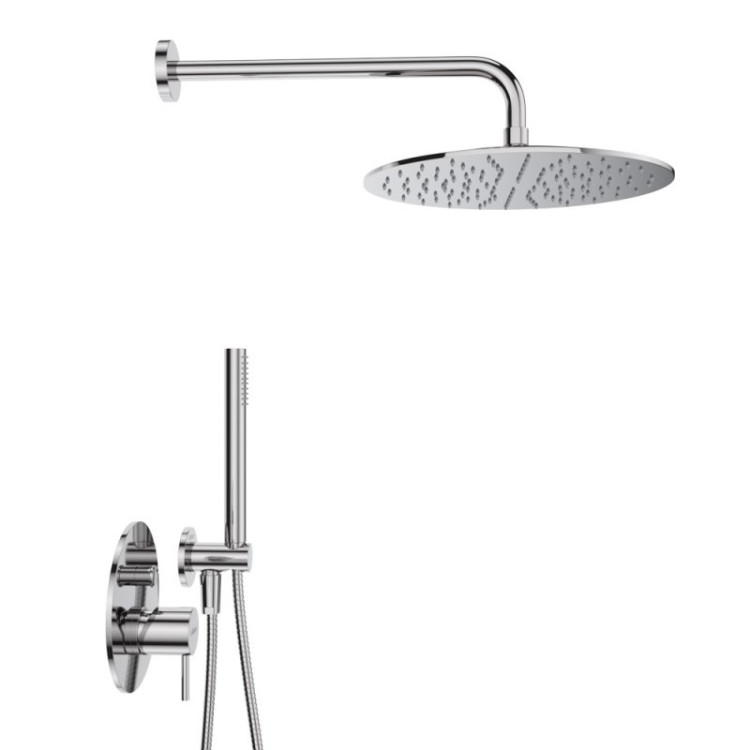 Душевая система с дивиатором для верхнего и ручного душа, верхний душ из стены 30 см Cezares LEAF-DSIP-30-L-MM