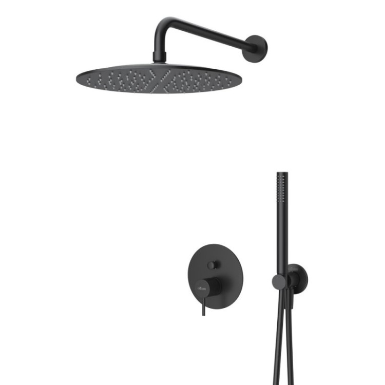 Душевая система с дивиатором для верхнего и ручного душа, верхний душ из стены 30 см Cezares LEAF-DSIP-30-L-MM