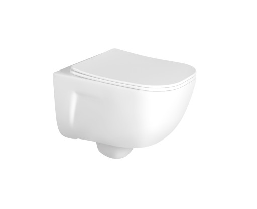 Унитаз подвесной безободковый Aquatek ДИВА AQ2012-00 510*350*360 мм, горизонтальный выпуск, тонкое сиденье с механизмом плавного закрывания, крепеж