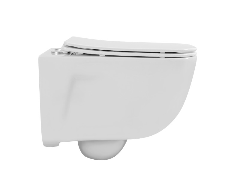 Унитаз подвесной безободковый Aquatek ДИВА AQ2012-00 510*350*360 мм, горизонтальный выпуск, тонкое сиденье с механизмом плавного закрывания, крепеж