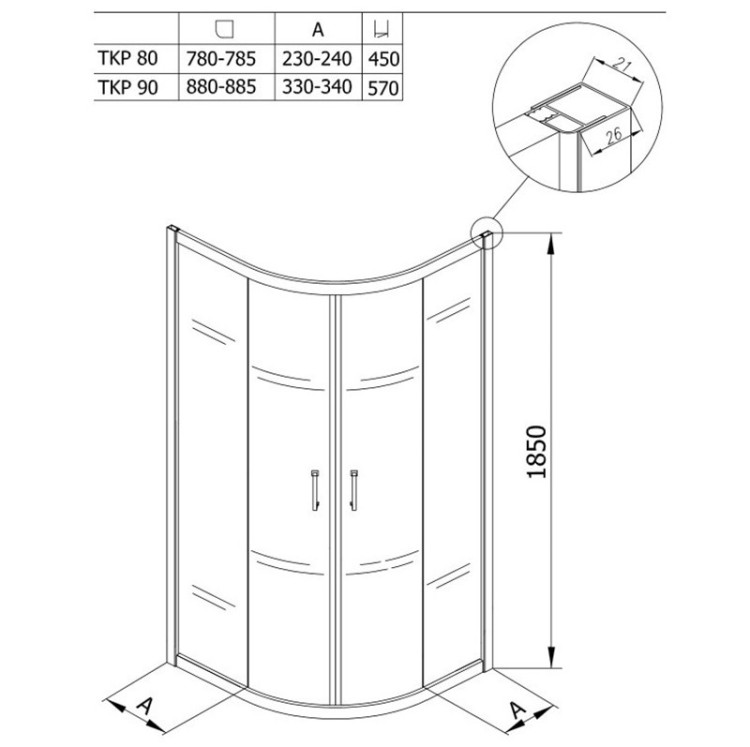 Душевой уголок Kolpa San Eco Quat TKP 90x90