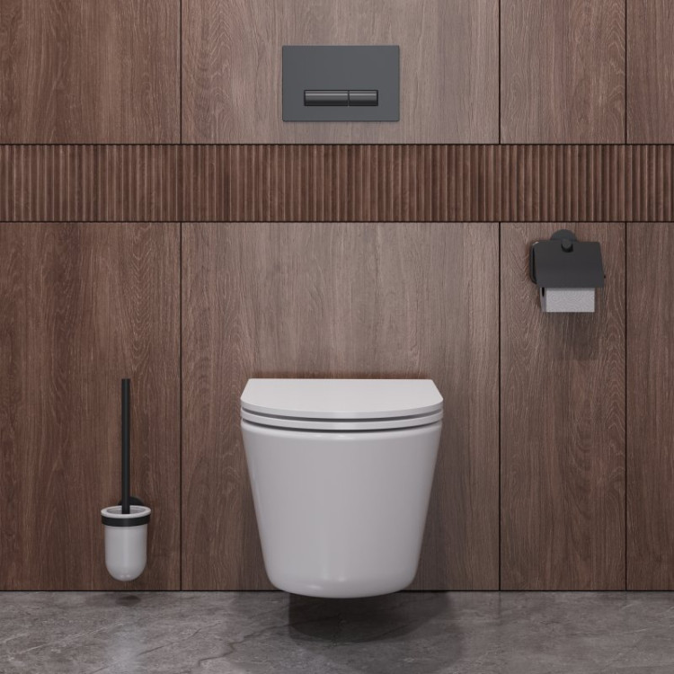 Унитаз подвесной безободковый со смывом Торнадо с сиденьем дюропласт soft close, 49 см Cezares CZR-38083-49-TH-TOR/SC