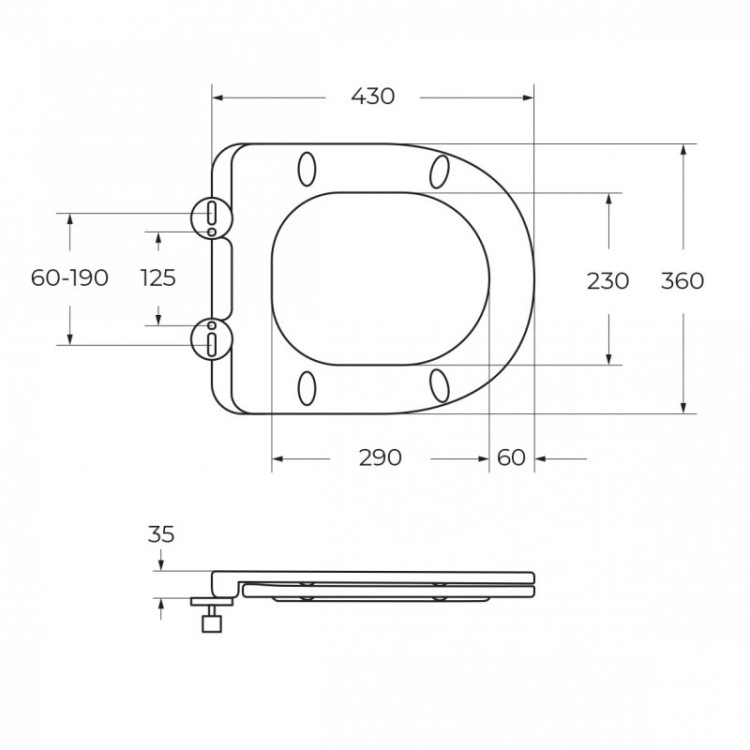 Унитаз подвесной безободковый со смывом Торнадо с сиденьем дюропласт soft close, 49 см Cezares CZR-38083-49-TH-TOR/SC
