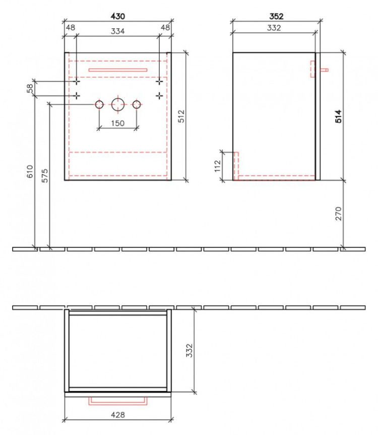 Тумба под раковину Villeroy&Boch Avento 45 подвесная
