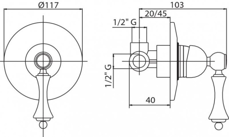 Встраиваемый смеситель для душа Cezares MARGOT-DIM-02-Bi
