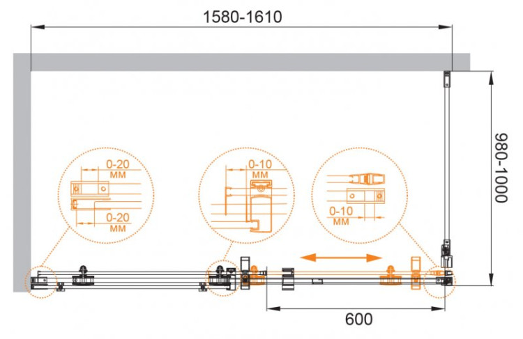 Душевой уголок STYLUS-O-M-AH-1 Cezares STYLUS-O-M-AH-1-150/100-C-Cr