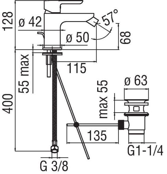 Смеситель для биде Nobili ABC AB87119/1CR