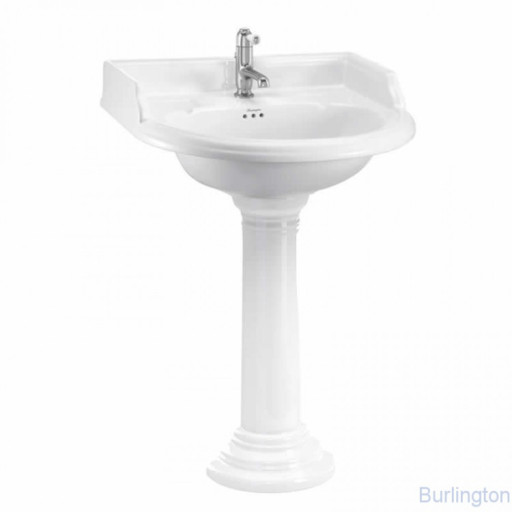 Классическая раковина на 1 отверстие с круглым пьедесталом