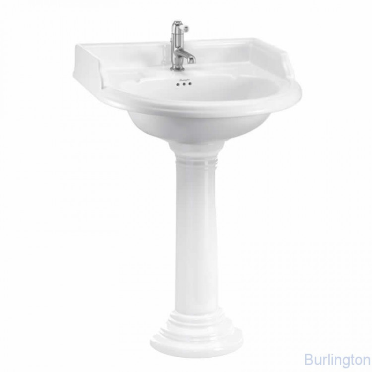 Классическая раковина на 1 отверстие с круглым пьедесталом