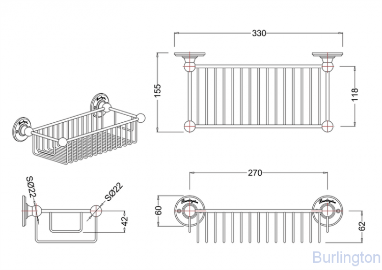 Прямоугольная полка- решетка, глубокая [A23 CHR]
