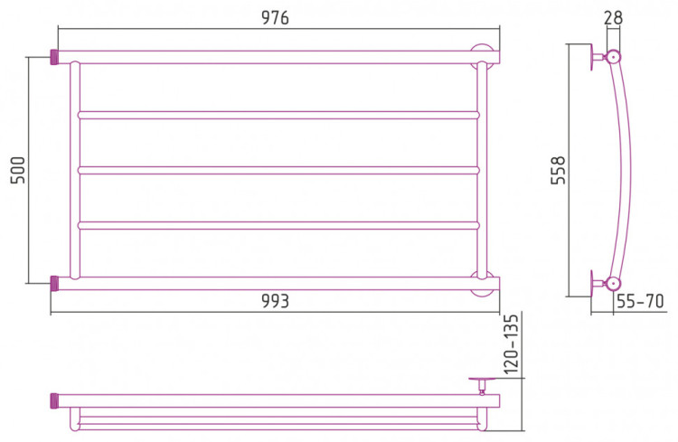 Полотенцесушитель водяной Стилье Минор 0602 500х1000 (3) Г Без покрытия