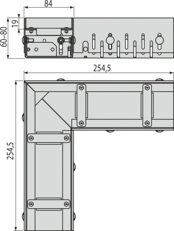 Дренажный угловой желоб 75 мм регулируемый, нержавеющая сталь Alcadrain ADZ301VR