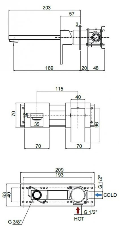 Смеситель для раковины встраиваемый однорычажный Cezares UNIKA-BLI2-02