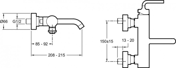 Настенный смеситель для ванны/душа Jacob Delafon PURIST E14589-4A-CP