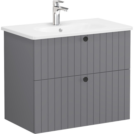 Модуль Root Groove 80 см с круглой раковиной, матовый серый