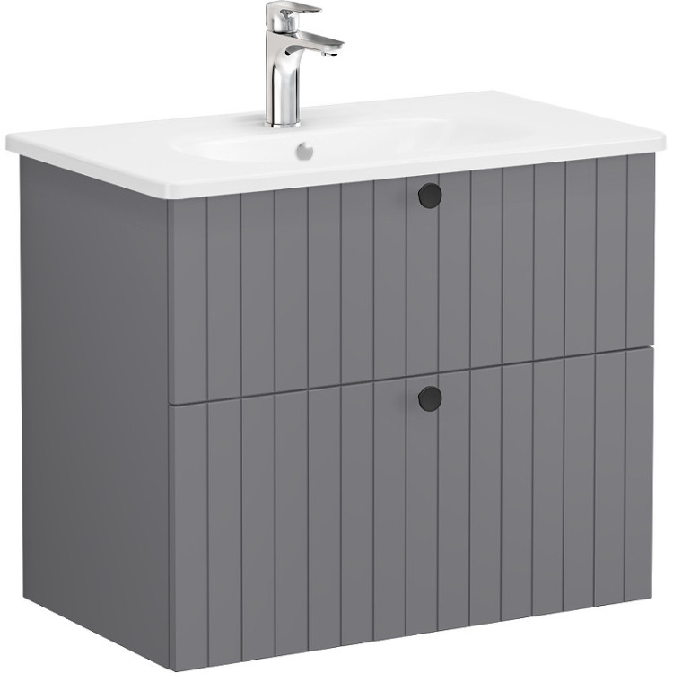 Модуль Root Groove 80 см с круглой раковиной, матовый серый