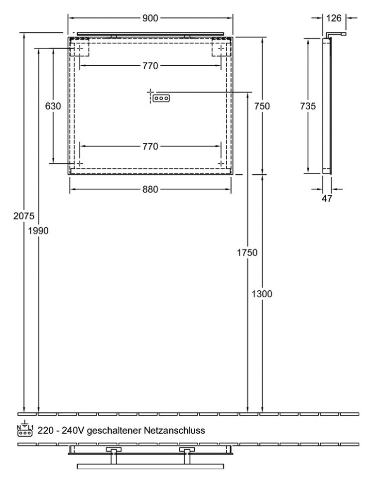 Зеркало Villeroy&Boch More to See 90 с подсветкой