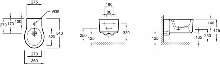Подвесное биде 54 x 36 см Jacob Delafon VIRAGIO E4774-00