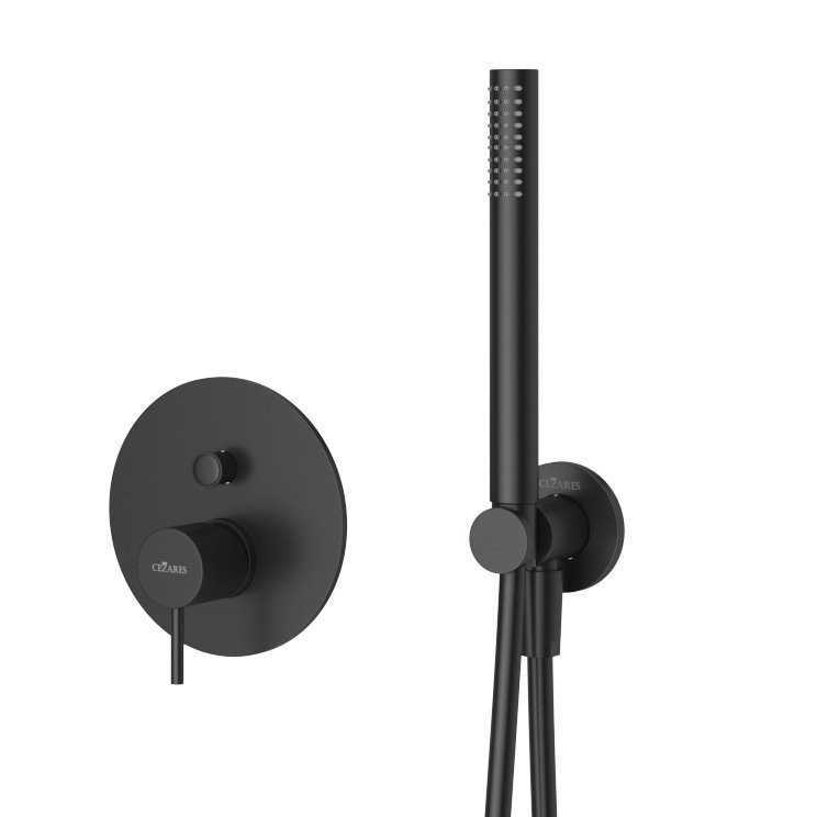 Душевая система с дивиатором для верхнего и ручного душа, верхний душ из стены 30 см Cezares LEAF-DSIP-30-L-ST