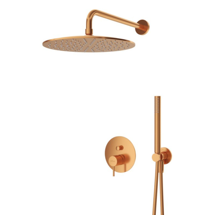 Душевая система с дивиатором для верхнего и ручного душа, верхний душ из стены 30 см Cezares LEAF-DSIP-30-L-ST