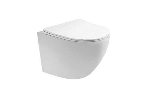 Унитаз подвесной безободковый Aquatek ЕВРОПА AQ1900-00 490*360*320 мм, горизонтальный выпуск, тонкое сиденье с механизмом плавного закрывания, крепеж