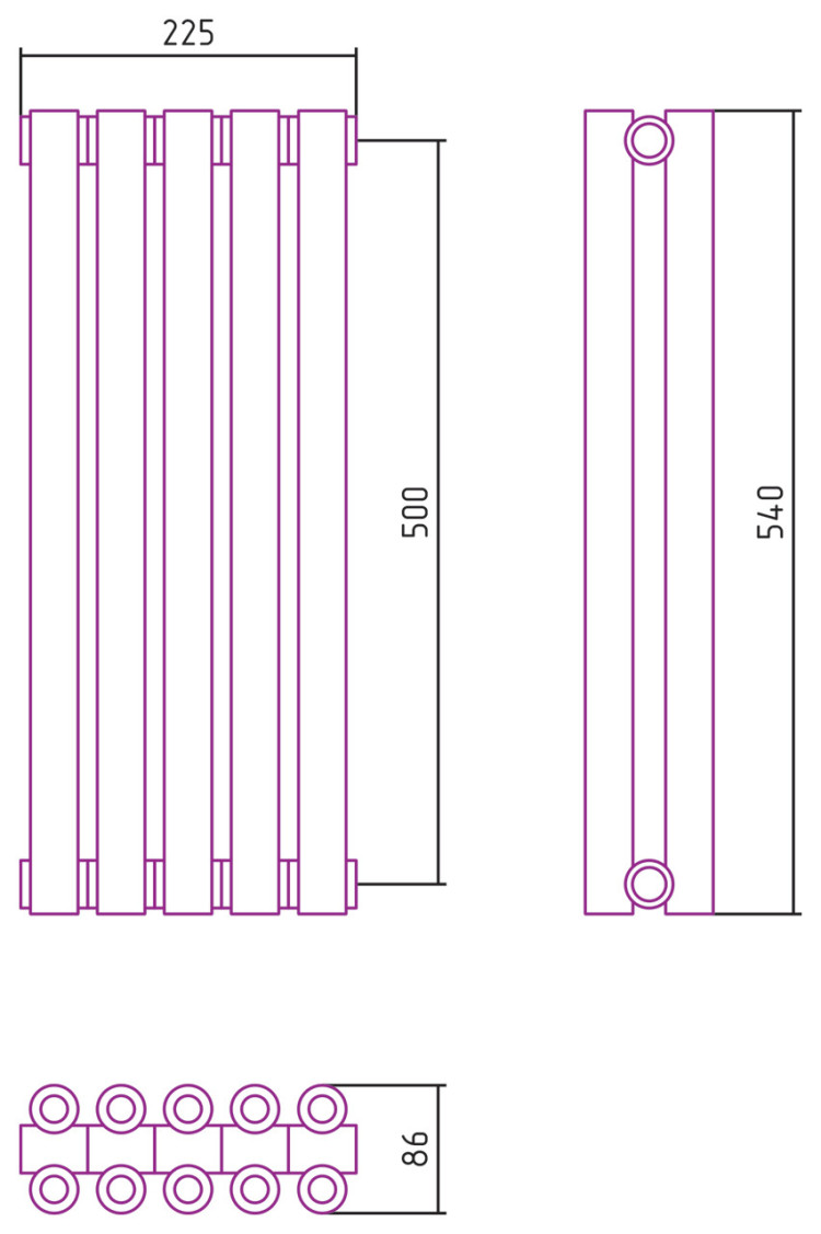 Отопительный радиатор Сунержа Эстет-00 500х225 5 секций Матовое золото