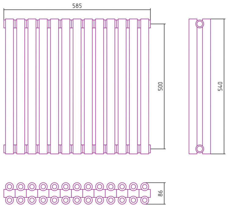 Отопительный радиатор Сунержа Эстет-00 500х585 13 секций Состаренная бронза
