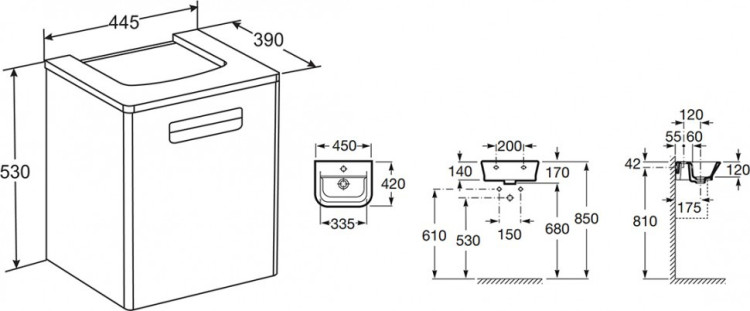 Тумба под раковину Roca The Gap 45 подвесная