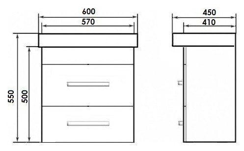 Тумба с раковиной Orange Бриз 60 подвесная
