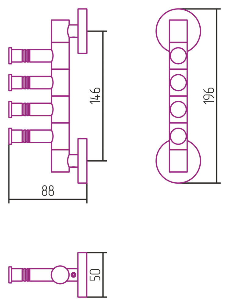 Полотенцедержатель Сунержа ВЕЕР-4 поворотный / L 88 (Золото) Золото